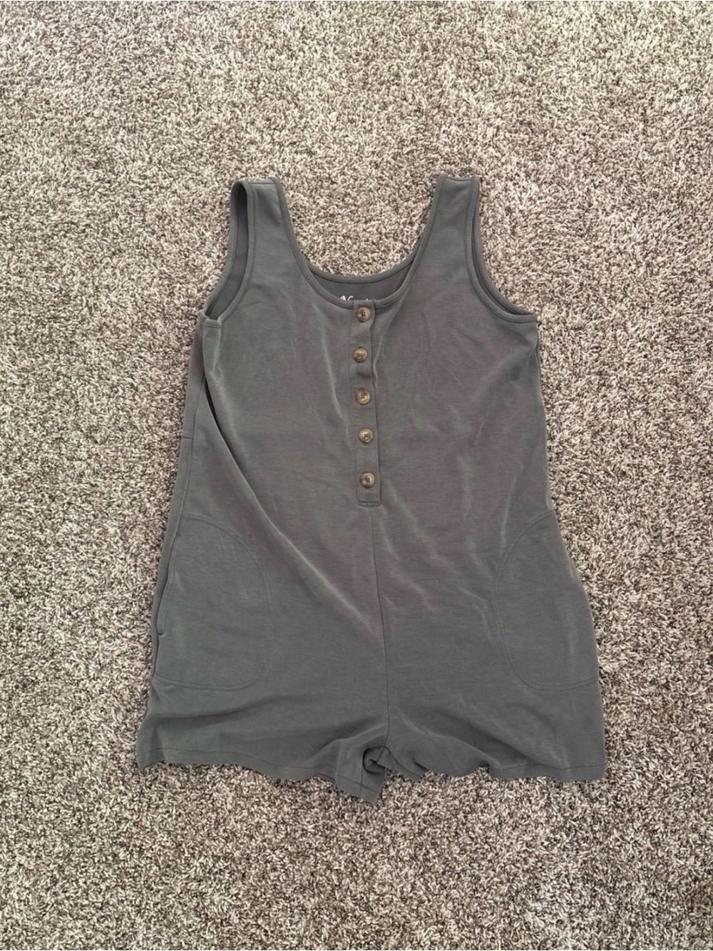Button-Front One-Piece Romper - Gray